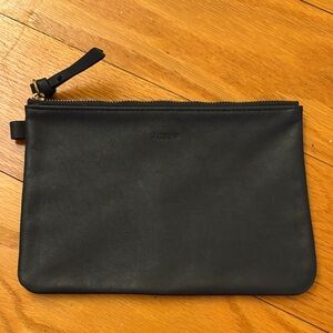 J.Crew Navy Leather Zip Pouch